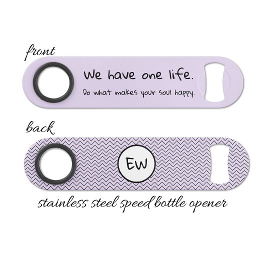 Positive words add initials purple speed flessenopener