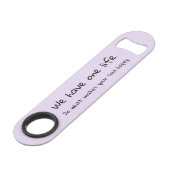 Positive words add initials purple speed flessenopener (Voorkant Gekanteld)