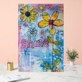 *~* Positive Words SHINE  Doodle Floral Acryl Bord (Huwelijk)