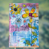 *~* Positive Words SHINE  Doodle Floral Acryl Bord (Neutraal)