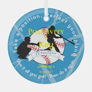 Positiviteit Baseball Blue HAMbyWG Glas Ornament