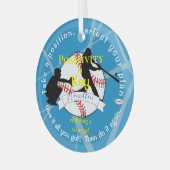 Positiviteit Baseball Blue HAMbyWG Glas Ornament (Voorkant links)