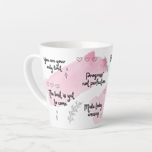 Positiviteit Boost Roze Latte Mok (Linkerhoek)