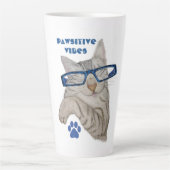 Positiviteit Cute Cat Tekening Pawsitive Vibes Latte Mok (Voorkant)