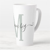 Positiviteit Dream Big Sage Green Monogram Initiaa Latte Mok (Rechterhoek)