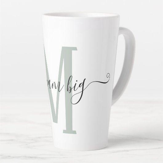 Positiviteit Dream Big Sage Green Monogram Initiaa Latte Mok (Rechterhoek)