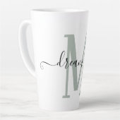 Positiviteit Dream Big Sage Green Monogram Initiaa Latte Mok (Linkerhoek)