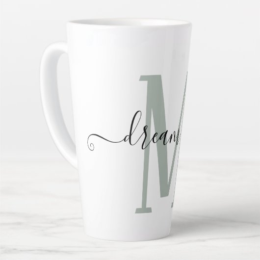 Positiviteit Dream Big Sage Green Monogram Initiaa Latte Mok (Linkerhoek)
