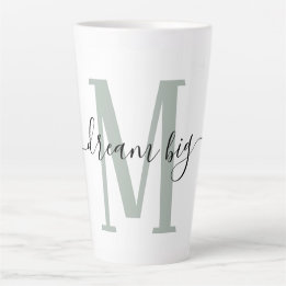 Positiviteit Dream Big Sage Green Monogram Initiaa Latte Mok