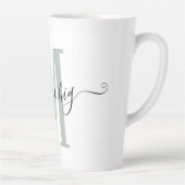 Positiviteit Dream Big Sage Green Monogram Initiaa Latte Mok (Rechts)