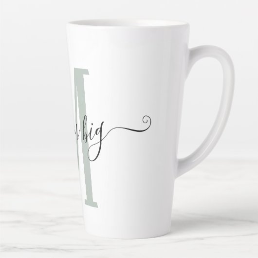 Positiviteit Dream Big Sage Green Monogram Initiaa Latte Mok (Rechts)