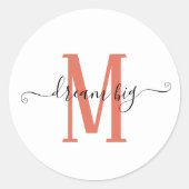 Positiviteit Droom Grote Terracotta Monogram Initi Ronde Sticker (Voorkant)