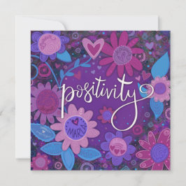 Positiviteit Inspirerend Hart Bloemen  Paarse Feestdagenkaart