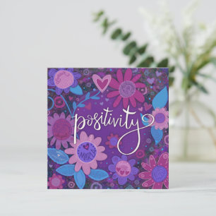Positiviteit Inspirerend Hart Bloemen Paarse Feestdagenkaart