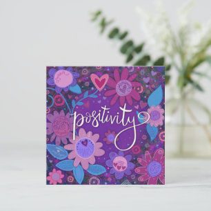 Positiviteit Inspirerend Hart Bloemen Paarse Feestdagenkaart