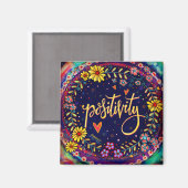 Positiviteit Leuk Bloemen Trendy ONE WORD Inspiriv Magneet (Voorkant / Achterkant)