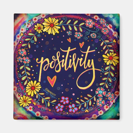 Positiviteit  Leuk Kleurrijke Floral Inspirivity Magneet (Voorkant)