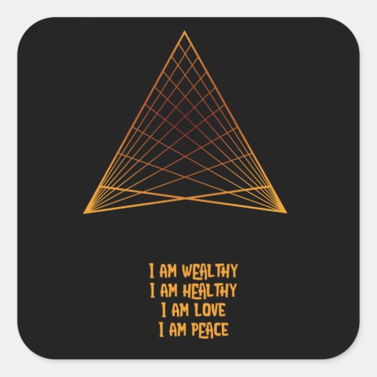 Positiviteit Mantra Gold Sacred Geometry Square St Vierkante Sticker (Voorkant)