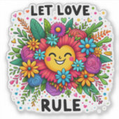 Positiviteit omarmen met levendige bloemen en vreu sticker (Voorkant)