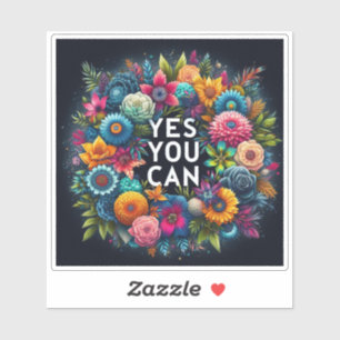 Positiviteit omarmen te midden van levendige bloem sticker