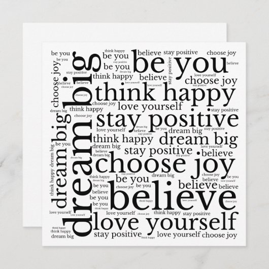 Positiviteit WordArt-patroon Zwarte tekst Wit (Voorkant / Achterkant)