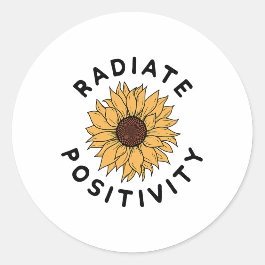 Positiviteit Zonnebloem Positief bericht Menselijk Ronde Sticker (Voorkant)