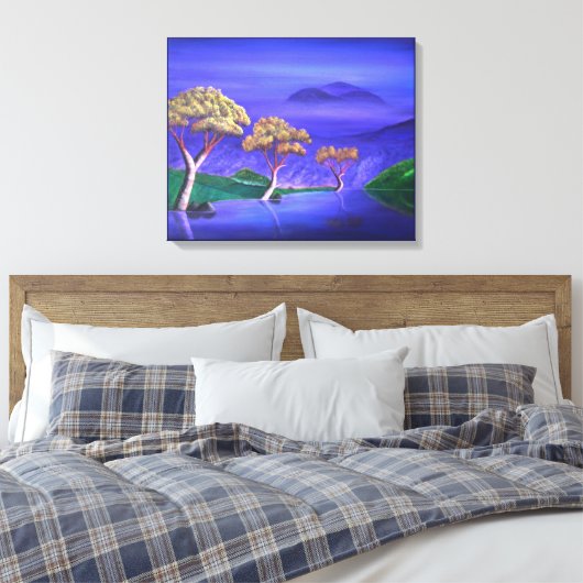 Positivitree voor Yoko Abstract Imaginair Lake Canvas Afdruk (Insitu (Slaapkamer))