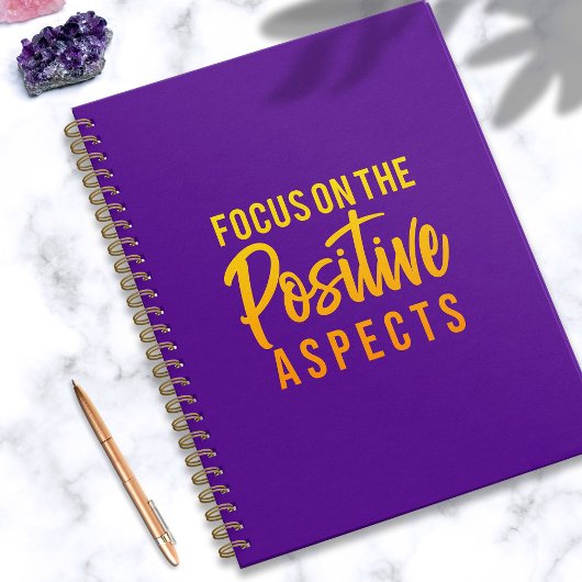 Positivity Law of Attraction Trendy Paarse Slogan Notitieboek