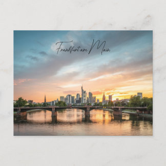 Poskarte Frankfurt , Skyline im Sonnenuntergang Briefkaart