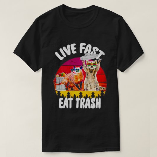 Possum and Raccoon Live Fast Eat Classic TSh T-shirt (Design voorkant)