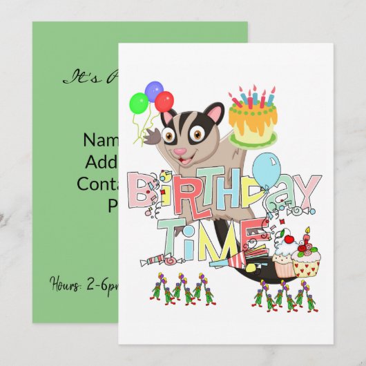 Possum Cake Gelukkige Verjaardag uitnodiging (Voorkant / Achterkant)