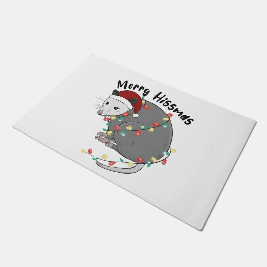 Possum Eat Trash Christmas Lights Merry Hissmass Deurmat (Schuin)