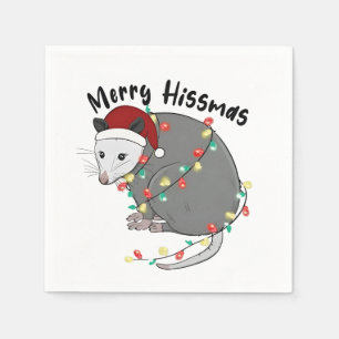Possum Eat Trash Christmas Lights Merry Hissmass Servet