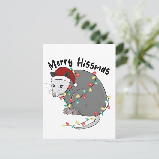 Possum Eat Trash Christmas Lights Merry Hissmass Uitnodiging Briefkaart (Staand voorkant)