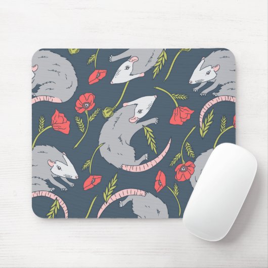 Possum en Poppy Flower Mousepad Muismat (Met muis)