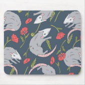 Possum en Poppy Flower Mousepad Muismat (Voorkant)