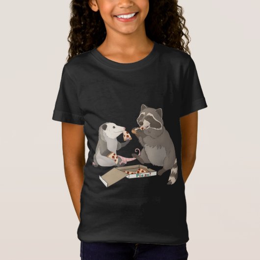 Possum en Raccoon-pizza T-shirt (Voorkant)
