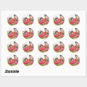 Possum familie picknick ronde sticker (Vel)