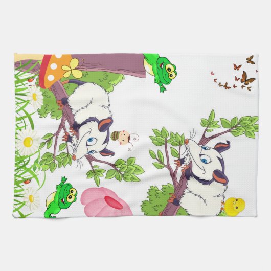 Possum Frog Mushroom Floral Kitchen Hand Towel Theedoek (Horizontaal)
