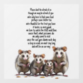 Possum Gedicht Venster Cling Raamsticker (Vel)