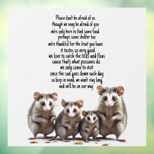 Possum Gedicht Venster Cling Raamsticker
