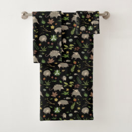 Possum in a Berry Field in Black Bad Handdoek