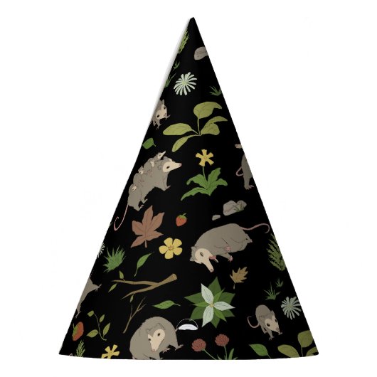 Possum in a Berry Field in Black Feesthoedjes (Links)