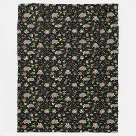 Possum in a Berry Field in Black Fleece Deken