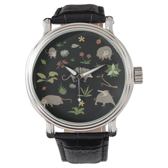 Possum in a Berry Field in Black Horloge (Voorkant)