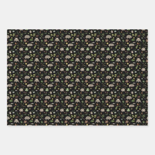 Possum in a Berry Field in Black Inpakpapier Vel (Voorkant)