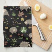Possum in a Berry Field in Black Theedoek (Quarter Fold)