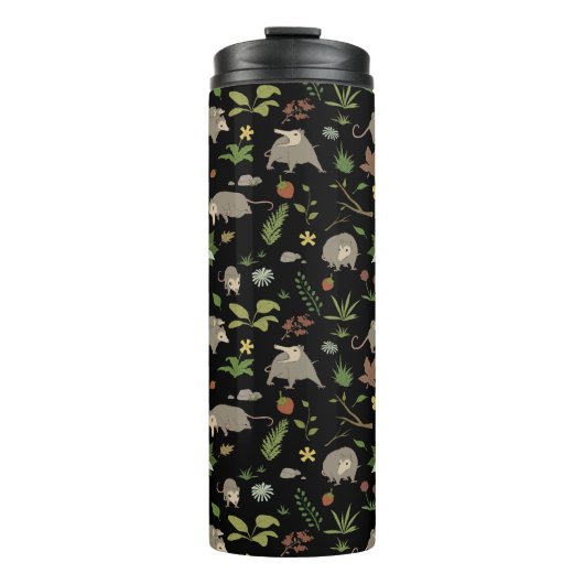 Possum in a Berry Field in Black Thermosbeker (Voorkant)