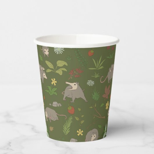 Possum in a Berry Field in Green Papieren Bekers (Links)