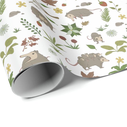 Possum in a Berry Field in White Cadeaupapier (Rol Hoek)